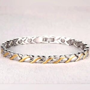 1pc Titanium Steel Magnetic Bracelets For Women, With 3500 Gauss Ultra Strength